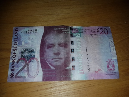 1 das notas de 20 libras escocesas existente